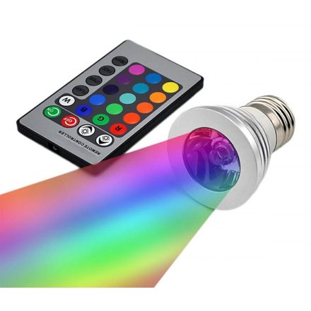 LED izzó SMART, távirányítóval E27, 16 színű 