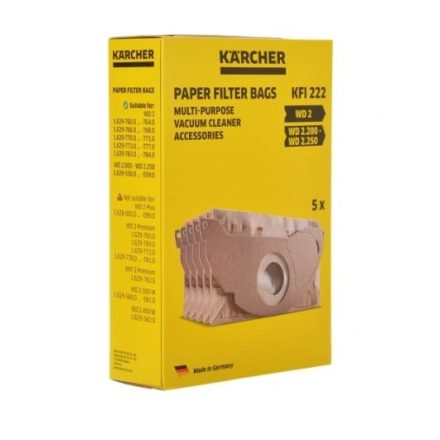 Porzsák papír (EREDETI) Kärcher / Karcher WD2, A2004 (6.904-322.0) porszívóhoz 5db