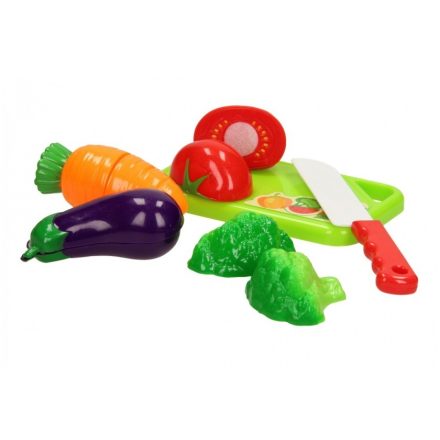 Játék zöldség szeletelő készlet (vágódeszkával, késsel) műanyag