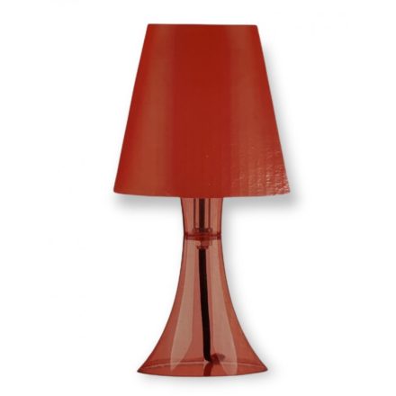 Lámpa asztali, búrával, 25 cm, piros színben, E14, 40W, 230V kapcsolóval    
