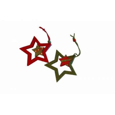 Karácsonyi függődísz csillag 2 db-os 9,5cm 